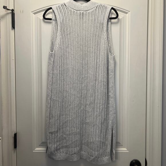 Gap Women’s 100% Cotton Open Front Sleeveless Long Cardigan Sweater Size M Gray - Picture 5 of 5